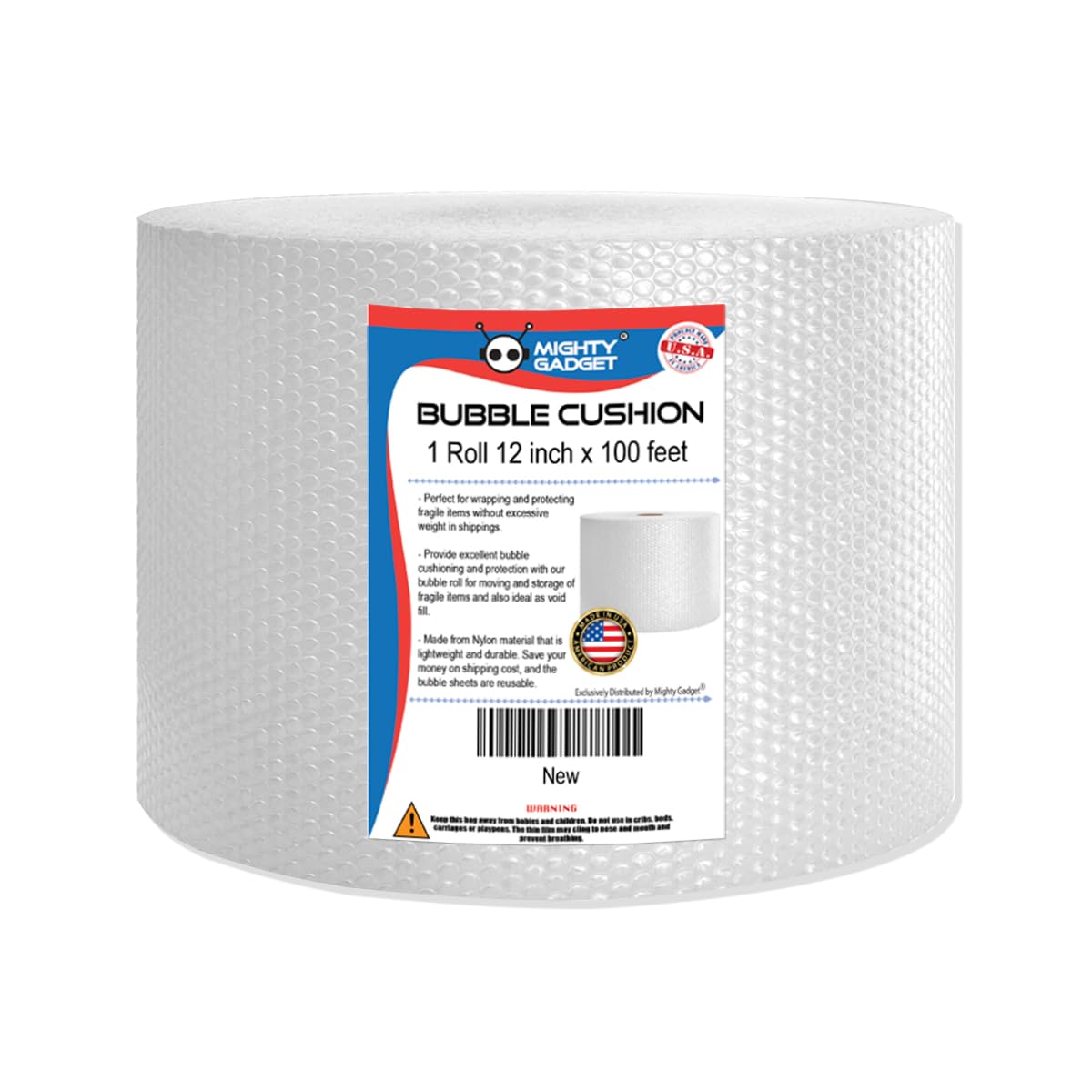 100 feet Small Bubble Cushioning Wrap Perforated Every 12” for Moving, Shipping, and Packing Wrap for Extra Protection of Fragile Items: Glassware, Porcelain Dishes, Ceramics, Ornaments