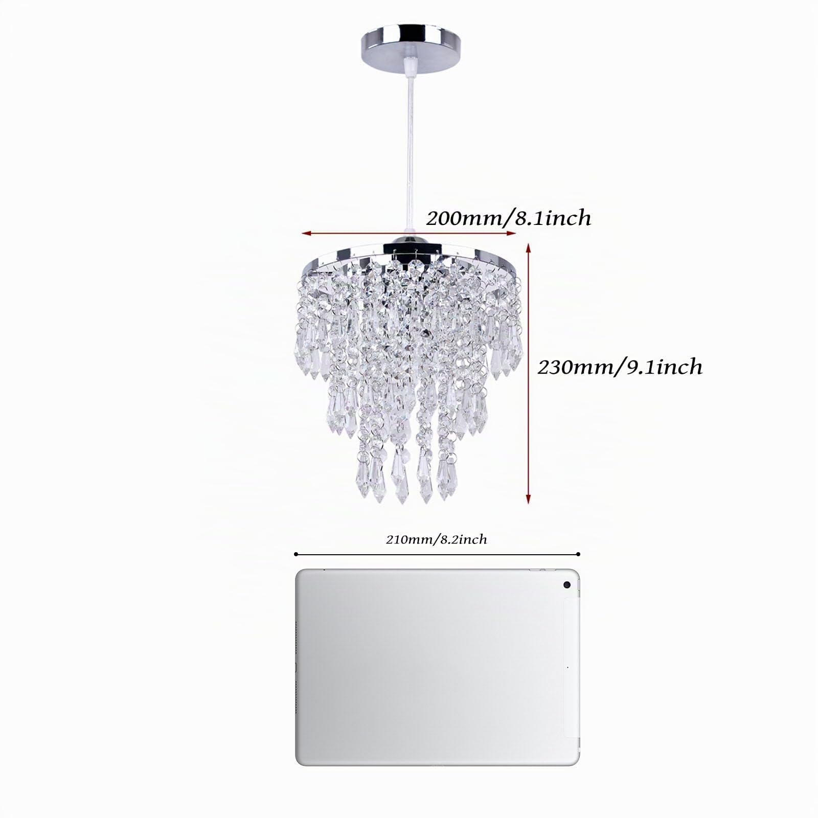 FRIXCHUR Piccolo lampadario di cristallo apparecchio di illuminazione plafoniera ad incasso paralume cromato luce a sospensione di cristallo per corridoio camera ragazze armadio sala da pranzo bagno…
