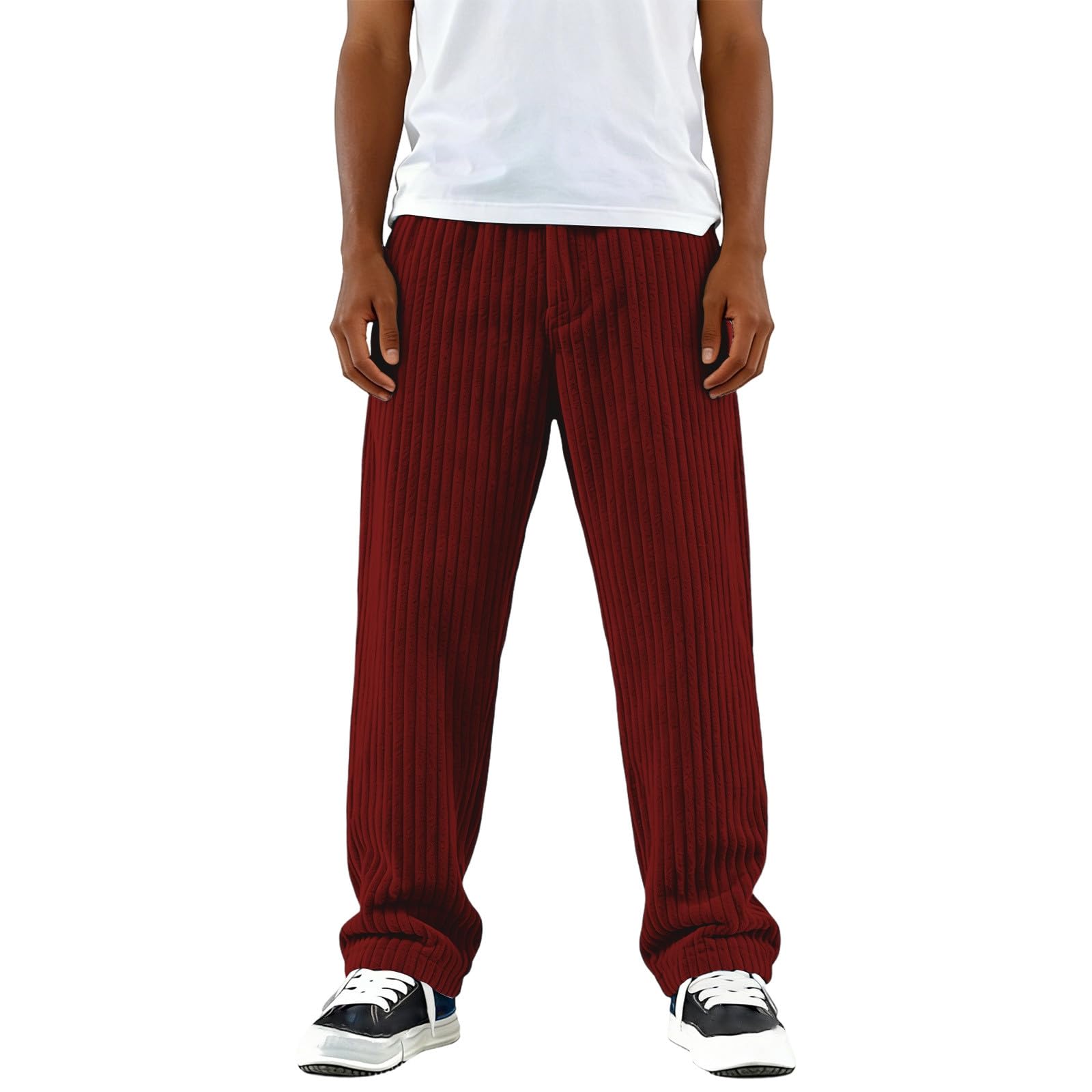 Pantalon en velours côtelé classique, l'élégance rétro coupe ample - 8