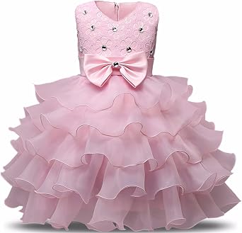 NNJXD Girl Dress Kids Ruffles Lace Party Wedding Dresses