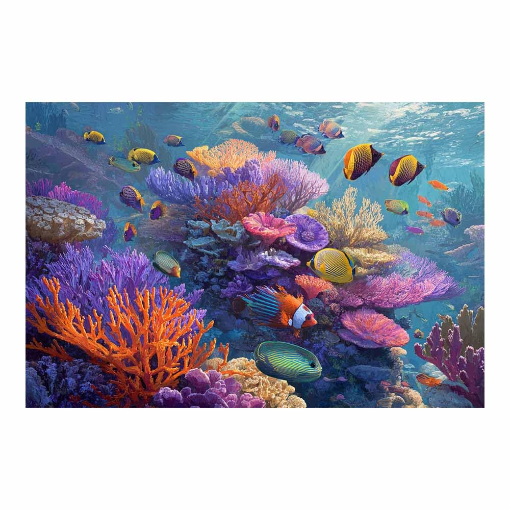 HOQIU Natural scenery wall art Vibrants Corals Reef decorative painting, wall art, for Living Room Bathroom Bedroom Kitchen Decoration.(Multicolor)-30x40cm Unframed