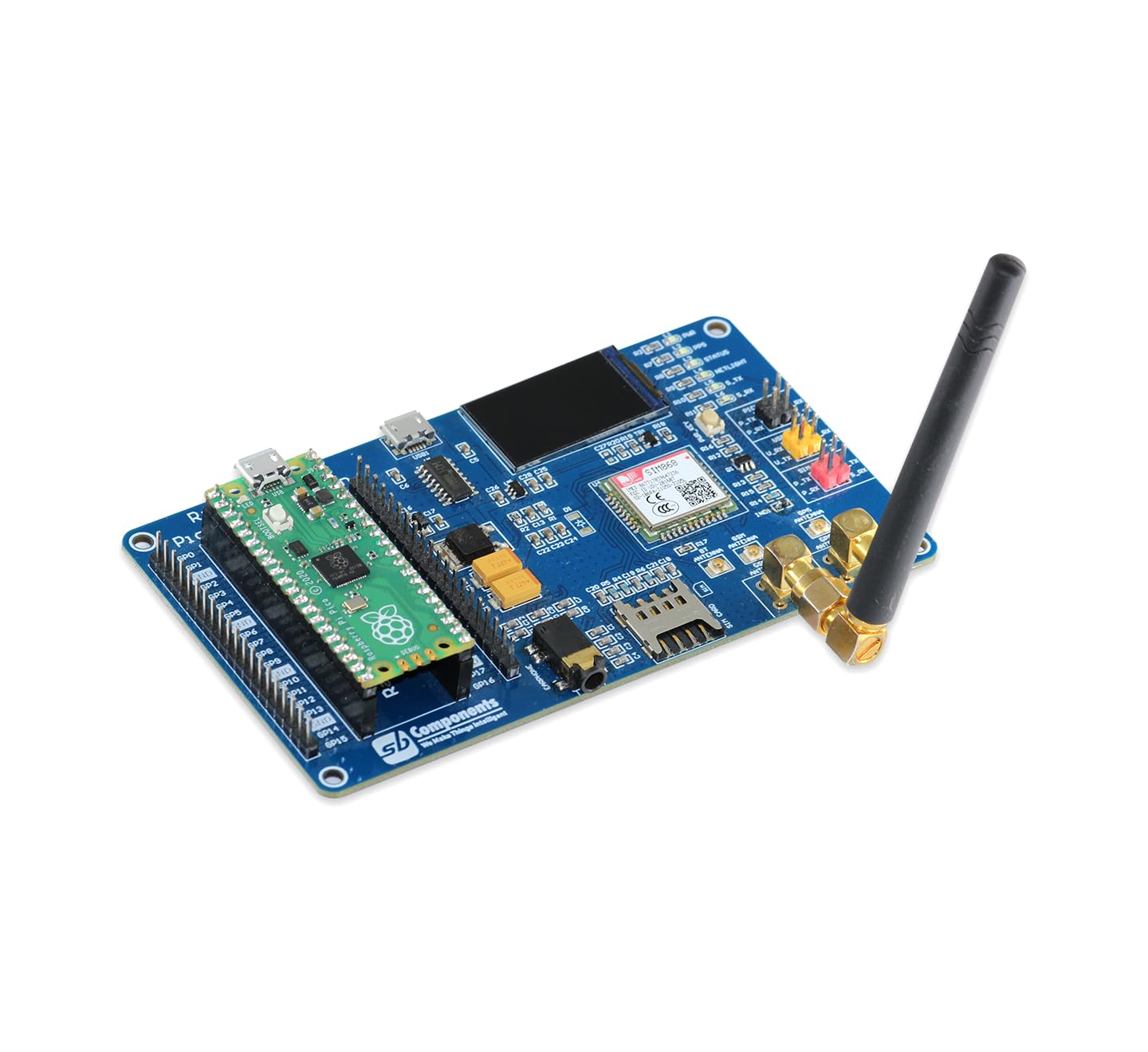 sb components Raspberry Pi Pico 2G Espansione QUAD-Band GSM/GPRS/GNSS Espansione per Raspberry Pi Pico, Aggiunge Cellulare e GPS Supporto al Pico