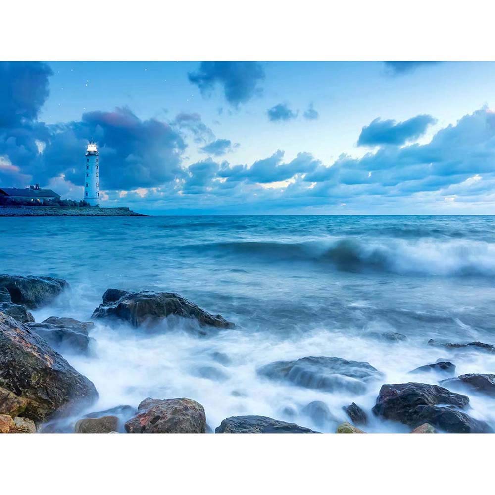 Wee Blue Coo Photography Seascape Lighthouse Stormy Weather Waves Art Print Poster Wall Decor 12X16 Inch