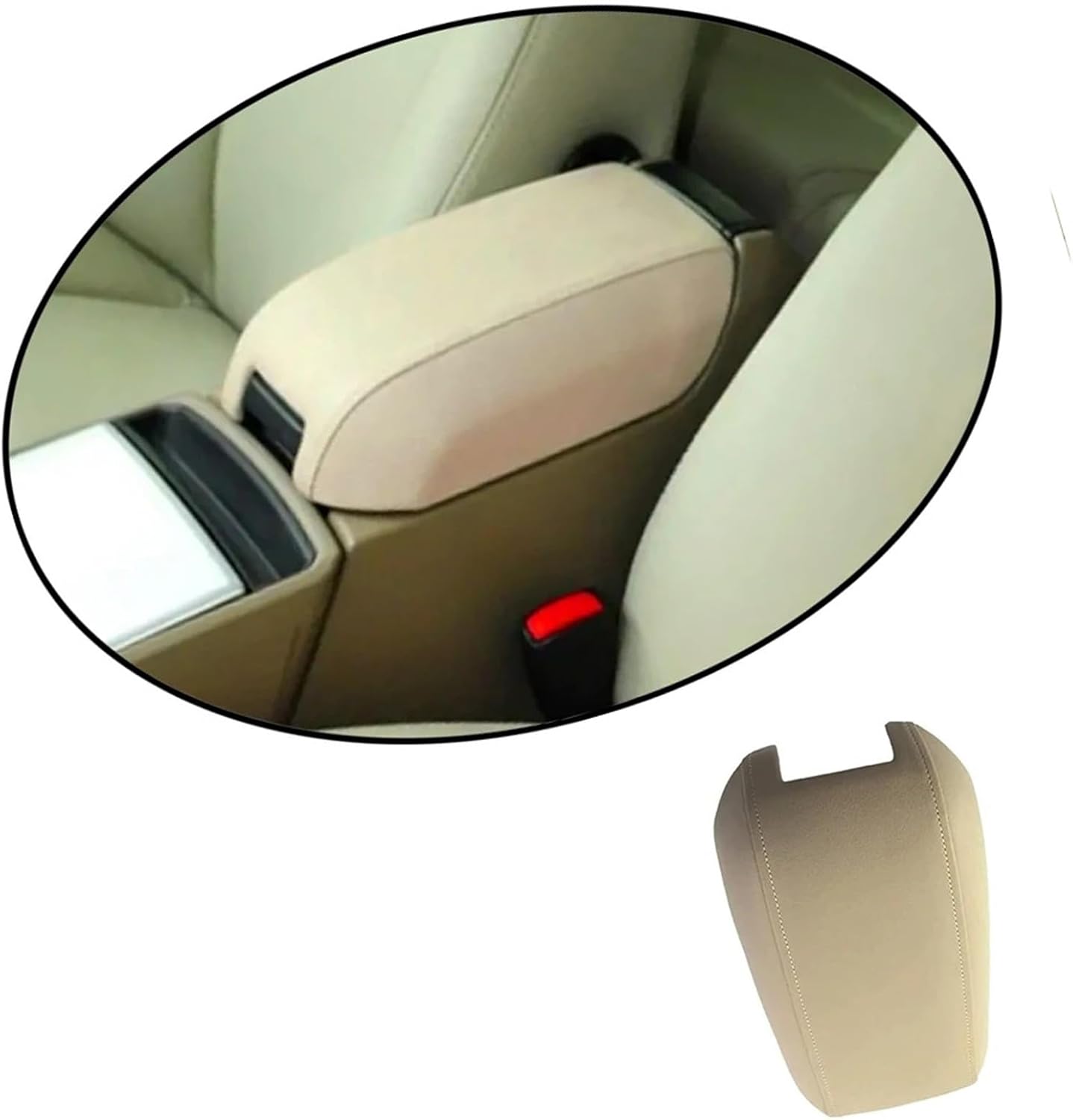 PU Leather Center Console Lid Armrest Cover Black/Grey/Beige for Compatible with Volvo XC90 2003-2014(Gray)