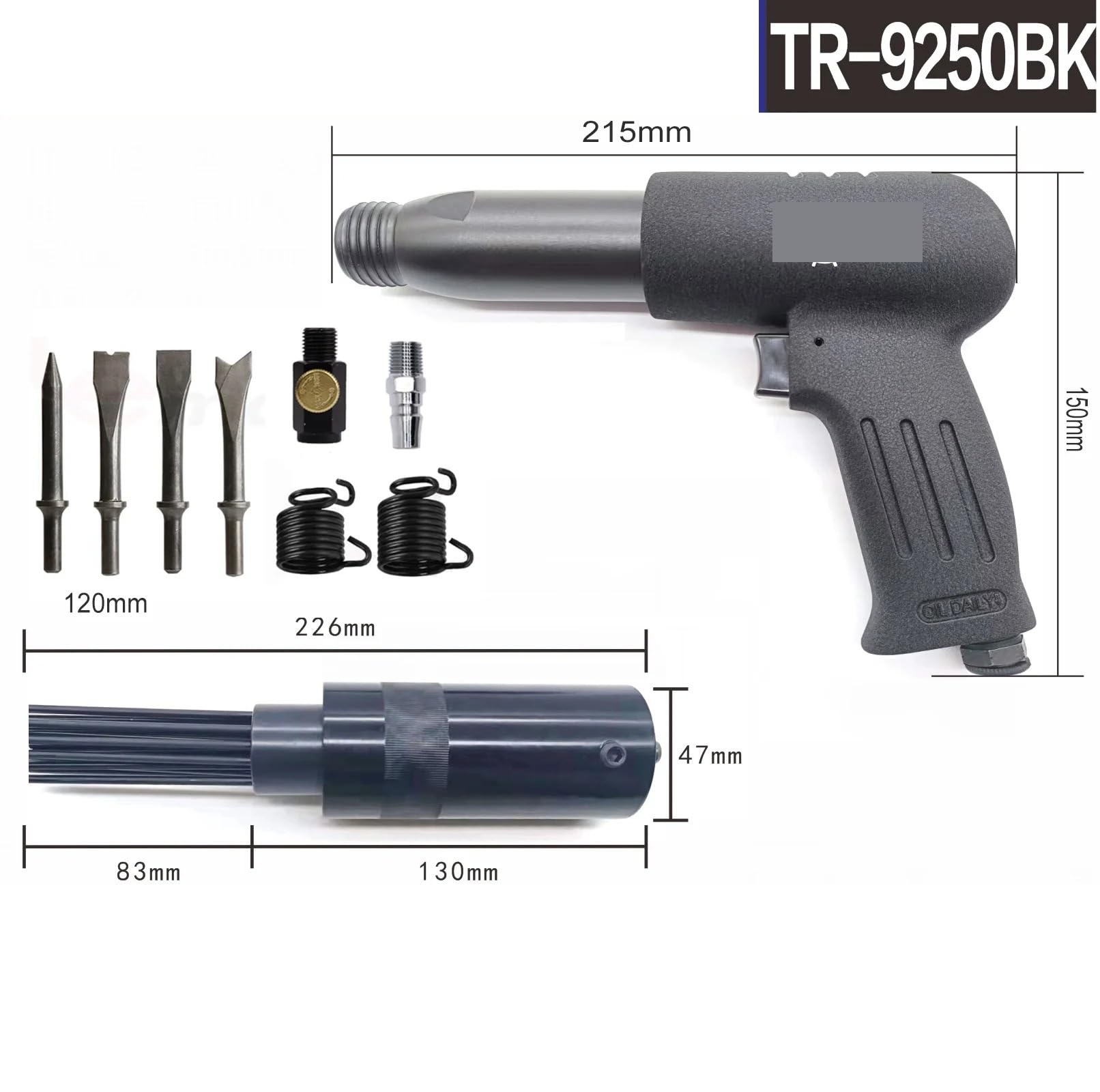 Młot Pneumatyczny, Zestaw narzędzi do usuwania kamienia powietrznego 19 pinów, pasuje do młotka pneumatycznego, usuwa farbę i rdzę.(K-19-needle Head)