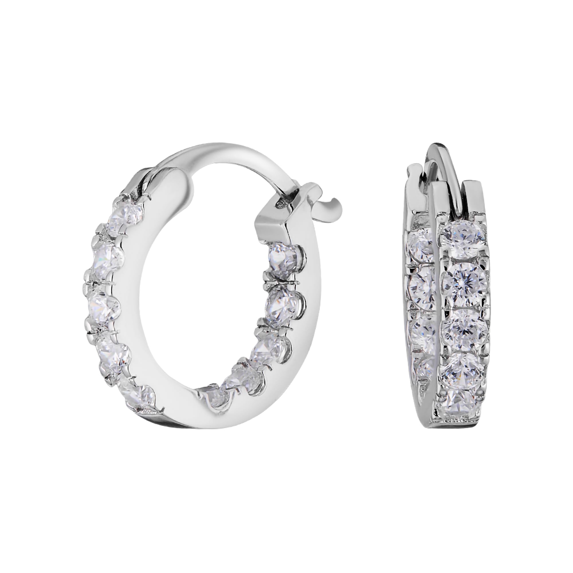 Silber Creolen für Frauen, 925 Sterling Silber Creolen mit Zirkonia, Ohrringe Sterling Silber 925 Creolen für Damen Creolen Durchmesser 15 mm 20 mm 25 mm 30 mm
