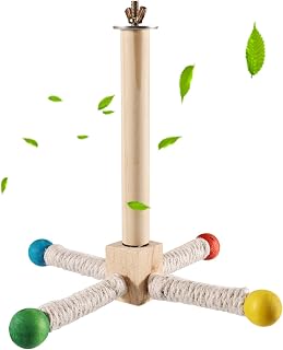 Vogelspielzeug 360° Drehbares Vogel Spielzeug, Wellensittich Zubehör, Hängende Spielständer für Vogelkäfige, Hängende Spielzeug aus Holz für Kleine Papageien, Mittlere Papageien, Sittiche, Vögel