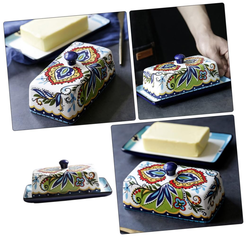 Beurrier Design en Céramique 250g, Rectangulaire Étroit, Vintage