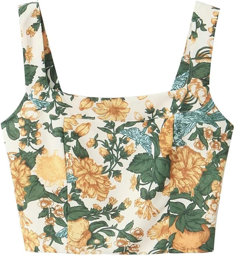 THLAI Women Two Piece Skirt Sets Floral Crop Top and Mini Skirt Sets Summer 2025 Vacation Outfits Short Sets - Image 3