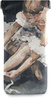 susiyo Oil Painting Elegant Ballerina Glasses Case Portable Microfiber PU Leather Soft Sunglasses Bag Eyeglasses Pouch Holder Squeeze Top for Women Men