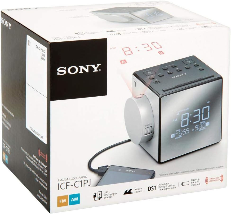 Sony ICF-C1PJ - Radio Despertador Con Proyector De Tiempo (LCD, CR2032