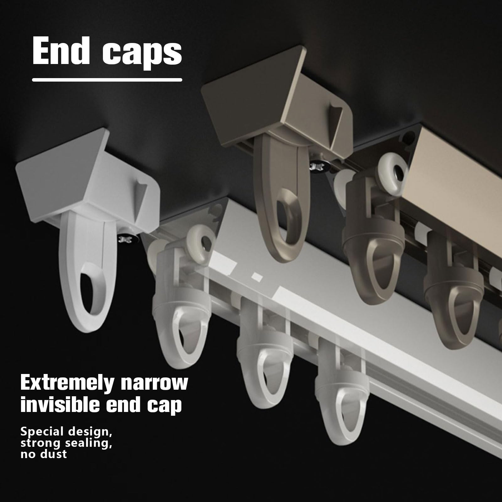Rail à Rideaux Ultra-Fin en V, Montage au Plafond, avec roulettes silencieuses, Design Simple, idéal pour Les cloisons de séparation et la Protection de la Vie privée (Champagne, 500 cm (4 x