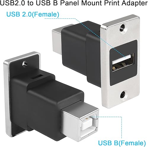Miniatura 2 de QIANRENON USB2.0 a USB B Adaptador de impresión de montaje en panel USB 2.0 hembra a USB B hembra conector rectangular enchufe de impresora, montaje