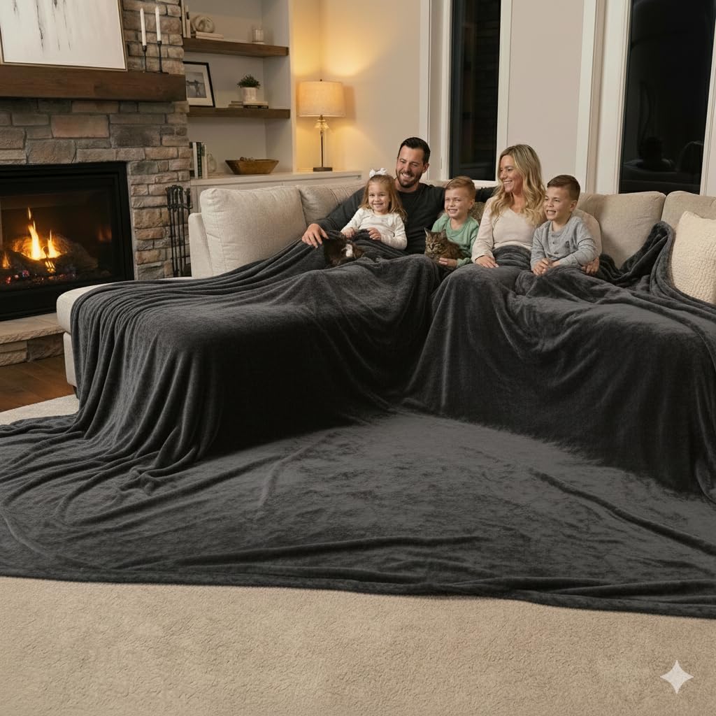 Oversized King Blanket 120"x120", Extra Large, Huge, Giant 10'x10' Blanket for Couch & Beds (Dark Gray)