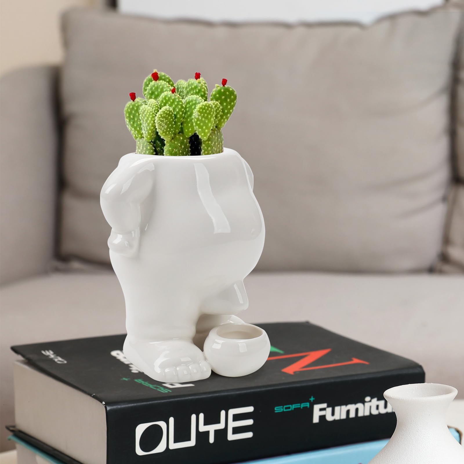 1 Pc Pot De Fleurs En Céramique Vache Succulente Planteur Conteneur