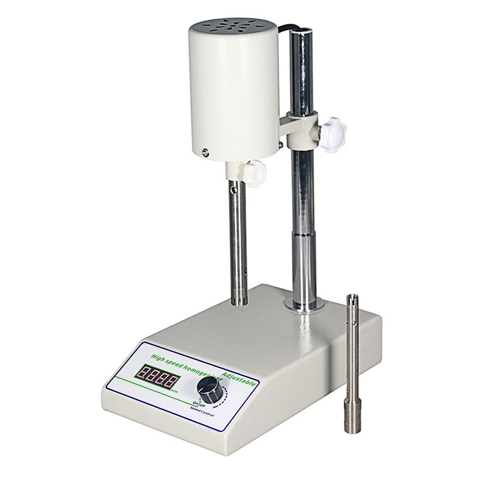 WRQzxcv Laboratory Agitator Emulsifier, High Speed Homogenizer Lab Emulsifier Lab Mixer Homogenizer Adjustable Lab Emulsifiering Machine, 6000~22000rpm with Two Working Heads, LCD Digital Display