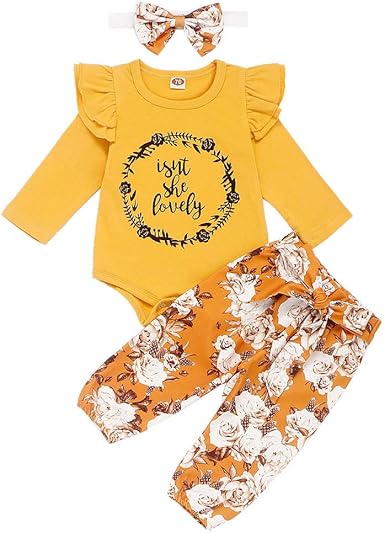 Day8 Vetement Bebe Fille Hiver Combinaison Pyjama Bebe Fille Automne Habit Ensemble Bebe Fille Naissance Grenouillere Body Bebe Fille Manche Longue Pantalons Bandeau 90 12 18 Mois Jaune Amazon Fr Vetements