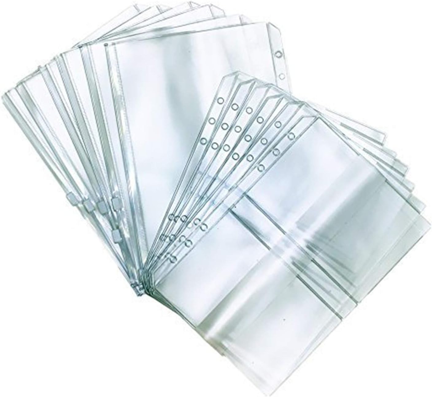 LONG TAO 12 Pcs A5 6 Holes Loose Leaf Notebook Refills Filler Organizer 6 Pcs Zipper Bag and 6 Pcs Business Card Refill Page Included