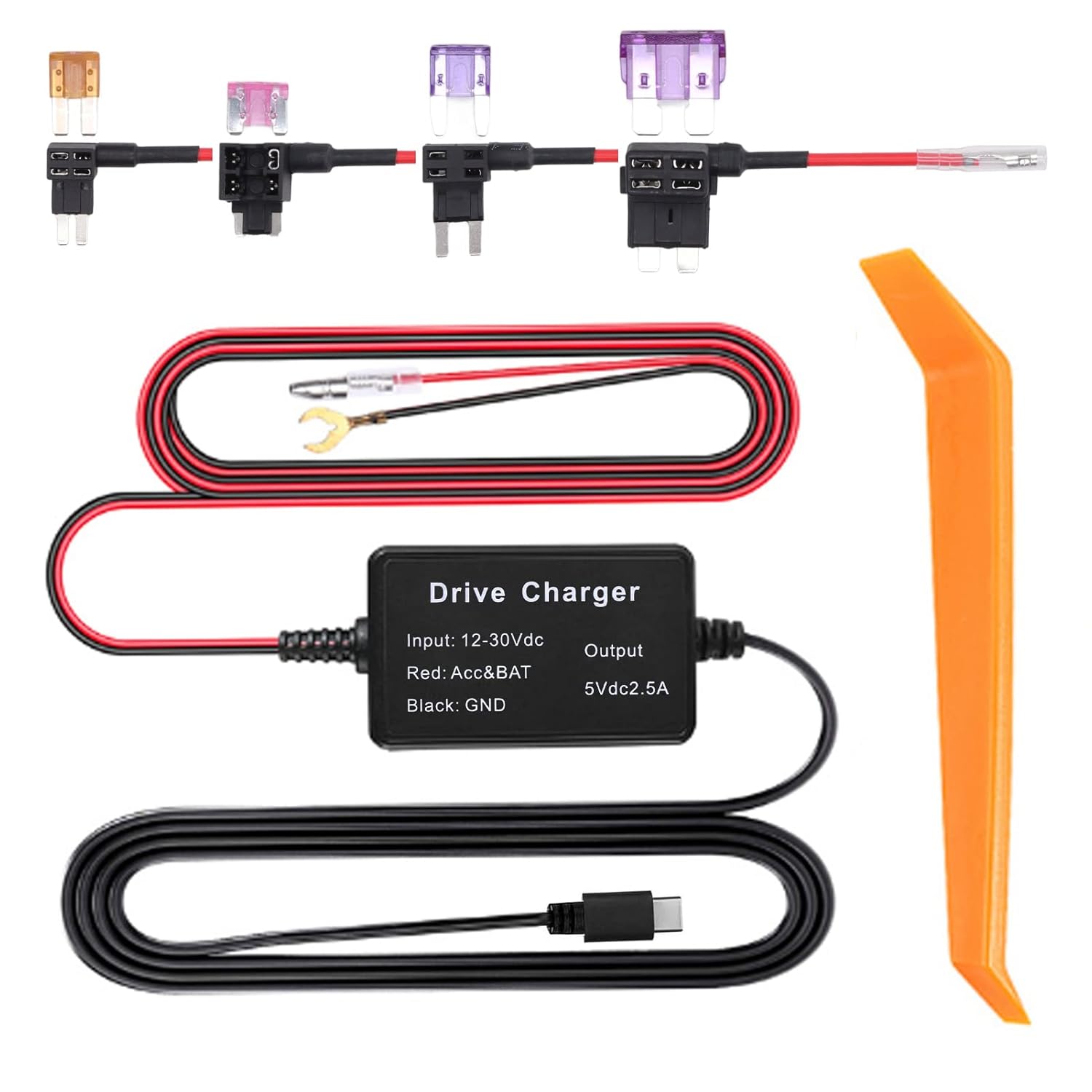 Cam Hardwire Kit 24H Dashcam Hardwire Kit USB C High Security 5V 2 5A Voltage Reduction Easy Installation