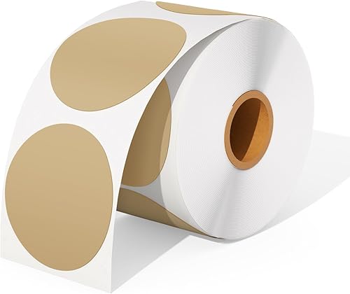 Miniatura 2 de MUNBYN Etiquetas adhesivas térmicas de círculo marrón de 2 pulgadas y 500 etiquetas térmicas redondas transparentes de 2 pulgadas