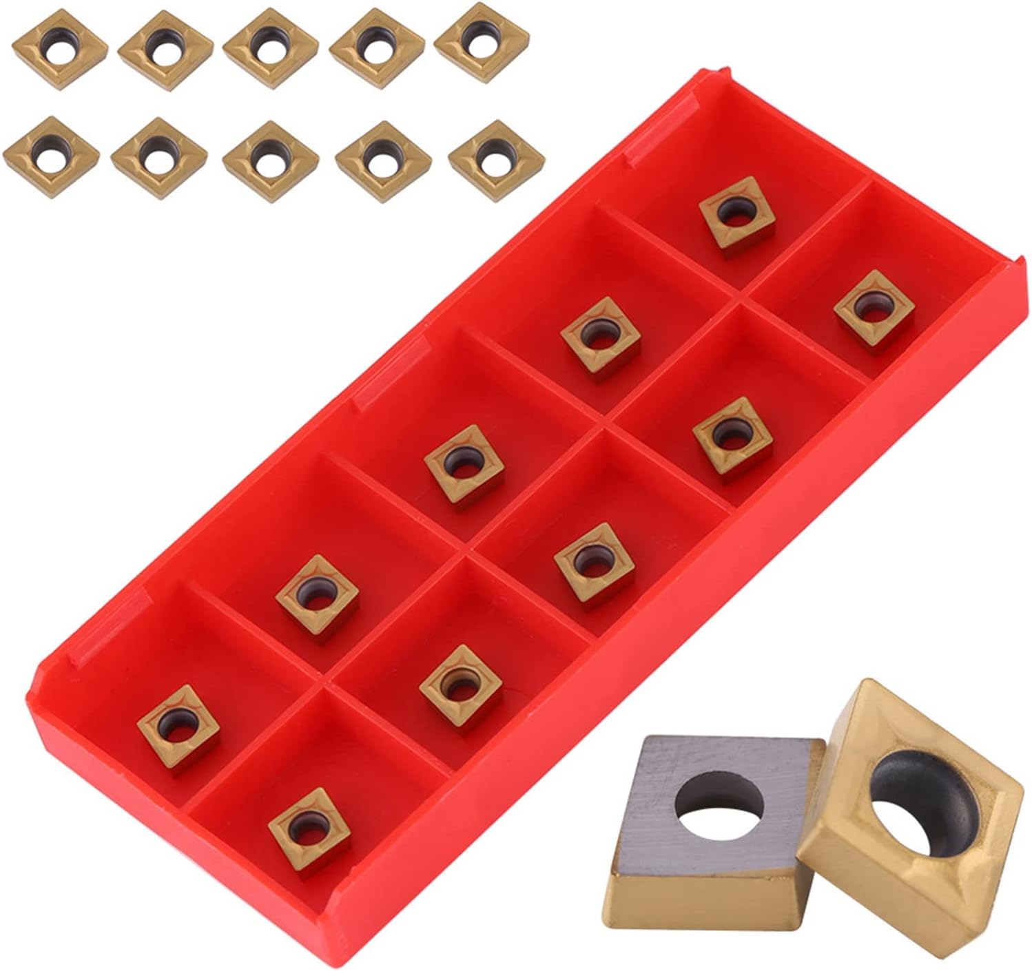 Kadimendium 10pcs CNC Carbide Tips Inserts BladesCutter Lathe Turning Tool Lathe Milling Inserts With Box Cutters for Indexable Lathe Turning Tool Holder