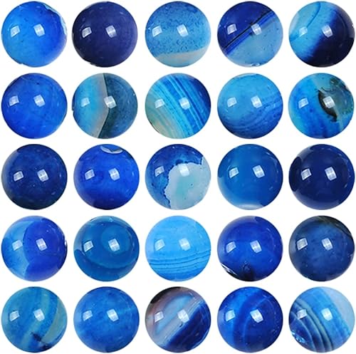 Cuentas sueltas de ágata natural a rayas azules de 0.236in, cuentas redondas de piedra para hacer pulseras, joyas, aproximadamente 62 unidades