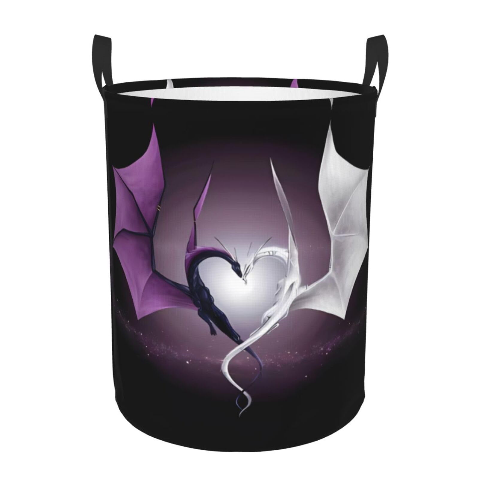 S Circular Hamper Purple and Wirte Dragons Print for Dirty Clothes