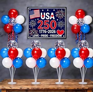 JOYYPOP 4th of July Balloon Centerpieces 4 Set with 40 Balloons