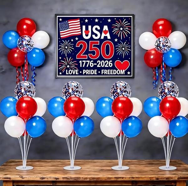 JOYYPOP 4th of July Balloon Centerpieces 4 Set with 40 Balloons by JOYYPOP - Used condition - US$11.51