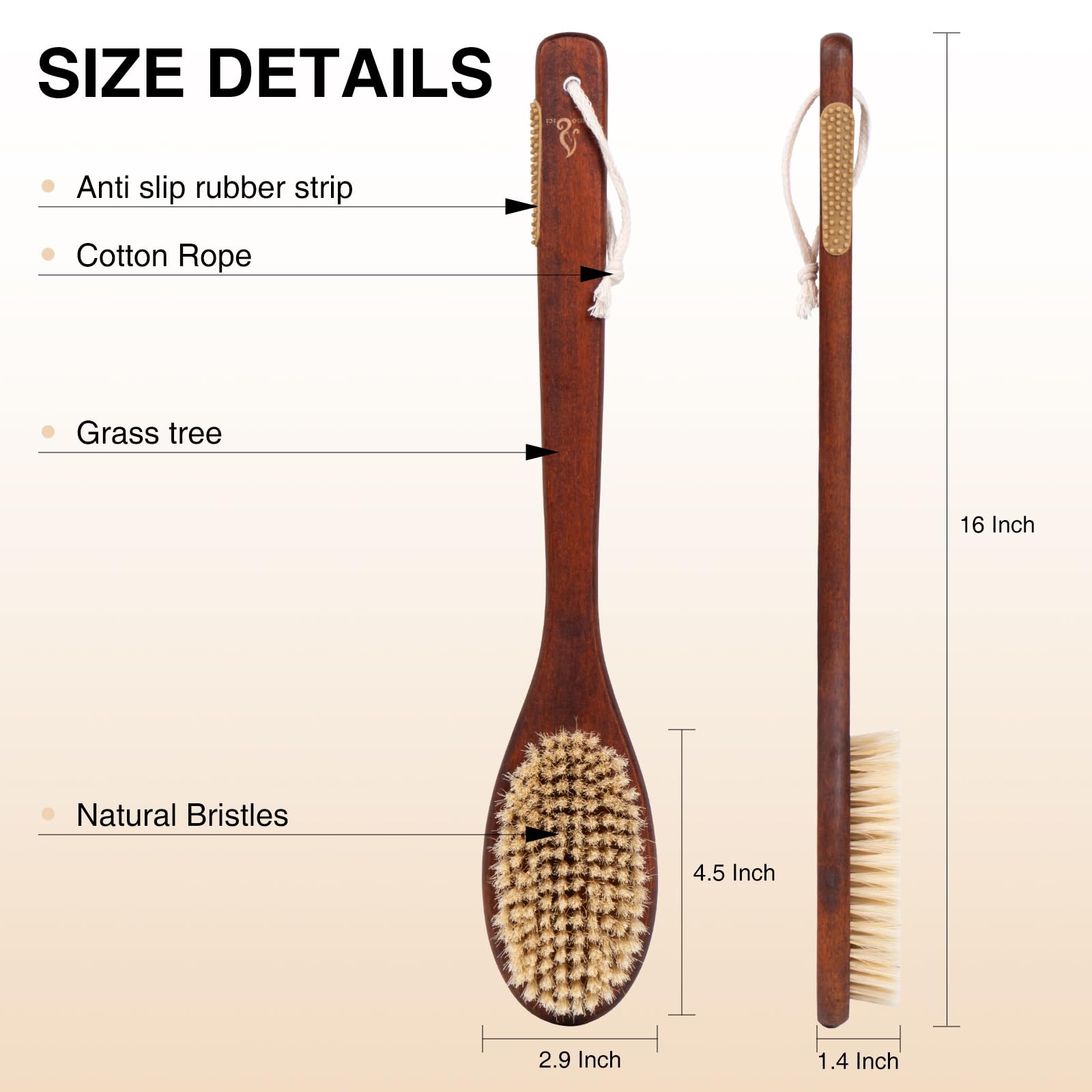 20 Wooden Boar Bristles Back Brushes Refined Boar-Bristle Brush for Hair – The Longhairs main image 4