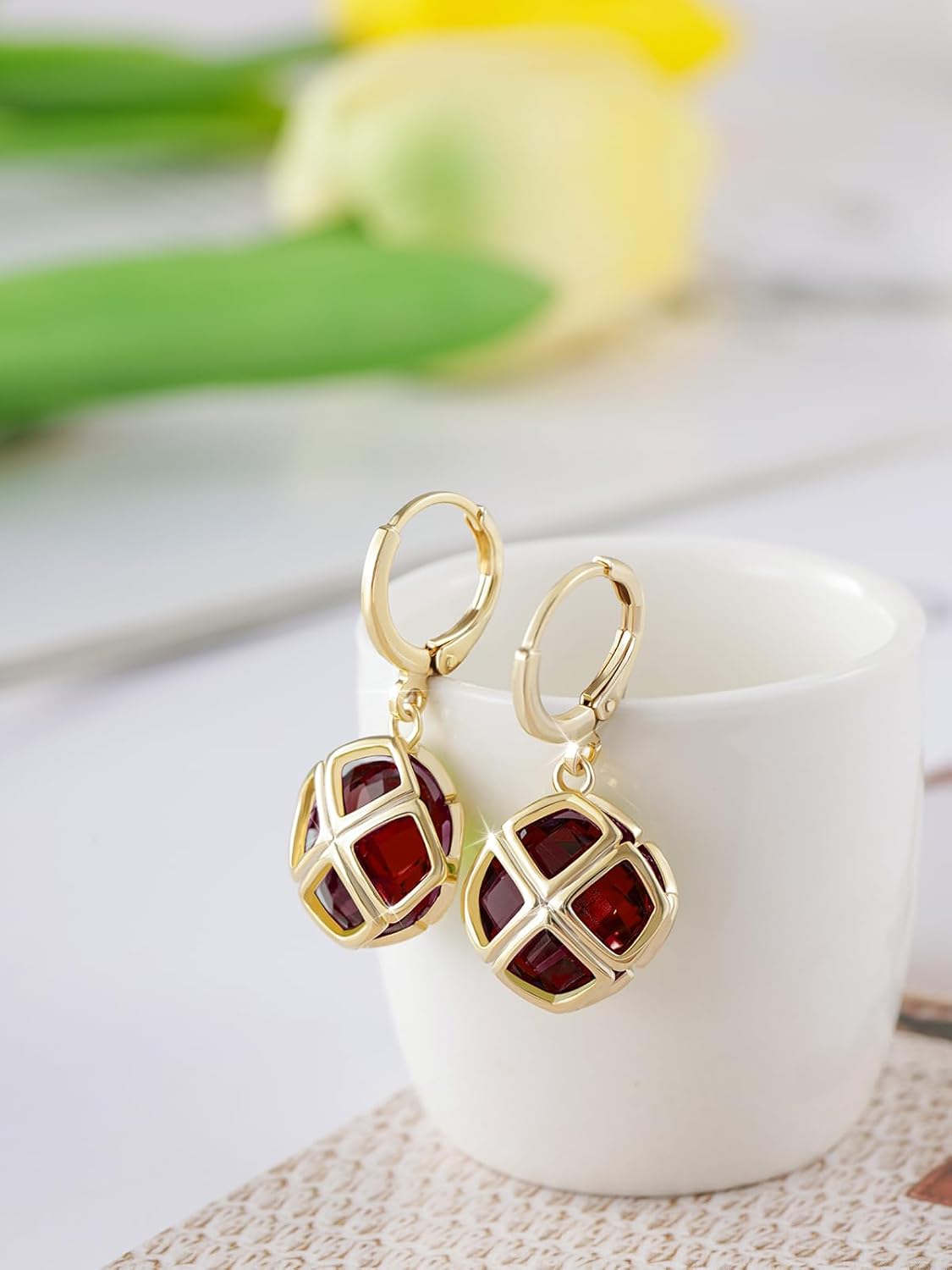 Crystal Pendant Necklace Earrings Sets for Women 14K Glod Plated Jewelry - Image 4