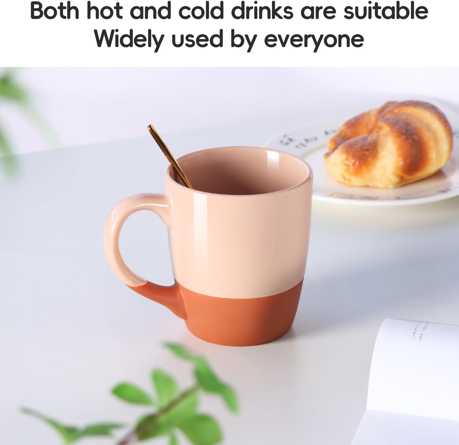 Smilatte 20 OZ Large Coffee Mug, Nice Ceramic Boss Tea Cup with Big Handle for Dad Men Women, Unique Style For Any Kitchen, Pink-Brown - Image 3