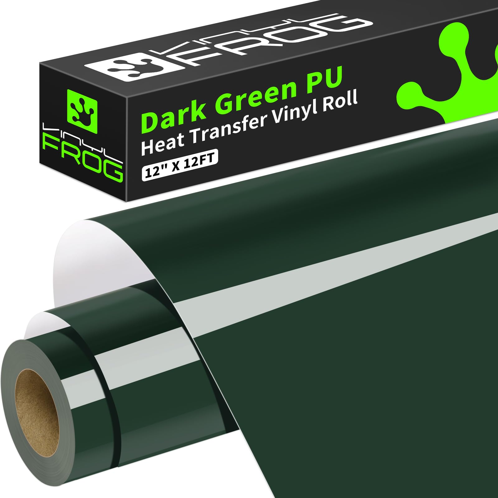 VINYL FROG Heat Transfer Vinyl Roll HTV Vinyl - 12"x12ft Maroon Iron on Vinyl for T-Shirts, Heat Press Vinyl for DIY Craft Designs (Dark Green) — image 1