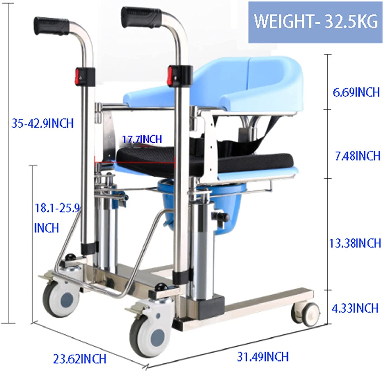 Hydrauliczny podnośnik do przenoszenia pacjenta do opieki domowej Krzesło do przenoszenia pacjenta z dzielonym siedziskiem o 180° i podnośnikiem do przenoszenia pacjenta w podeszłym wieku