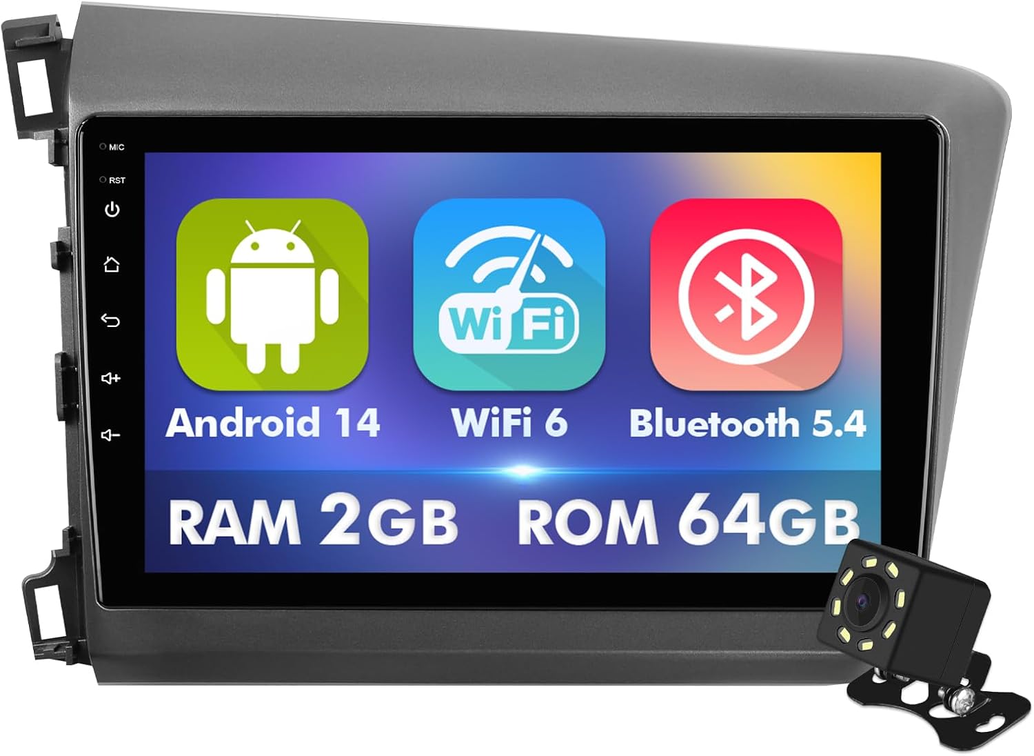 9 Inch Android 14 Car Stereo for Honda Civic (2012-2015) with CarPlay & Android Auto