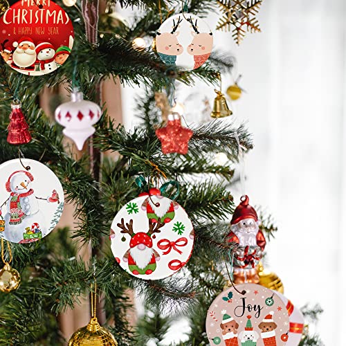 Agh 25 Pcs Sublimation Ceramic Ornaments Blanks With Gold String For Crafting Diy Personalized Christmas Home Decor Bulk, Round #TOP4