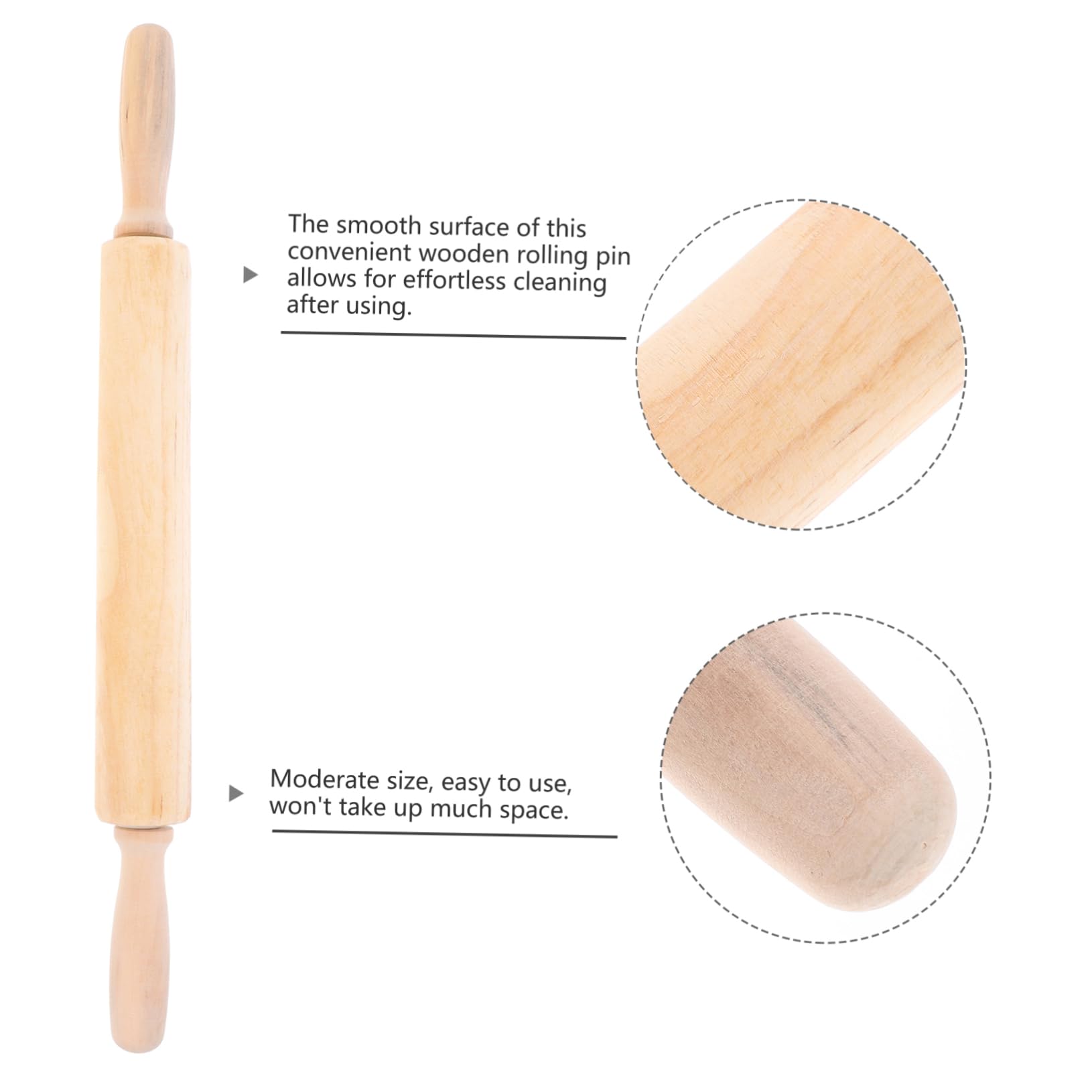 Cabilock 5piezas Rodillo De Madera Antiadherente Para Hornear Utensilio De Cocina Para Masa Pizza y Pasteles Resistente y Duradero Para Tartas y Galletas