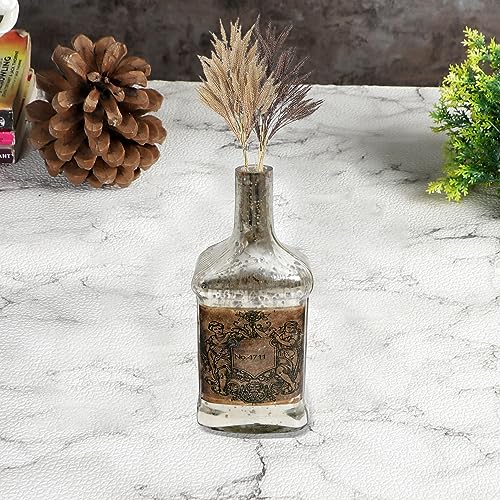 Image of Decor de Maison Handcrafted Antique Glass Legacy Decorative Bottle (Silver) | Vintage Table Decor Showpiece for Living Room, Office Desk, Centre Table & Dining Table | 9.5 Inch Height