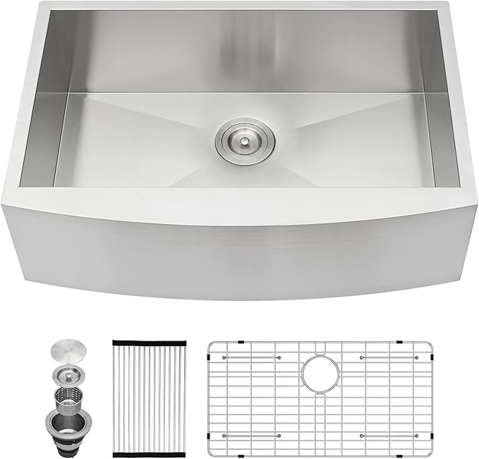 Kichae 33 Inch Farmhouse Kitchen Sink Apron Front Stainless Steel 16