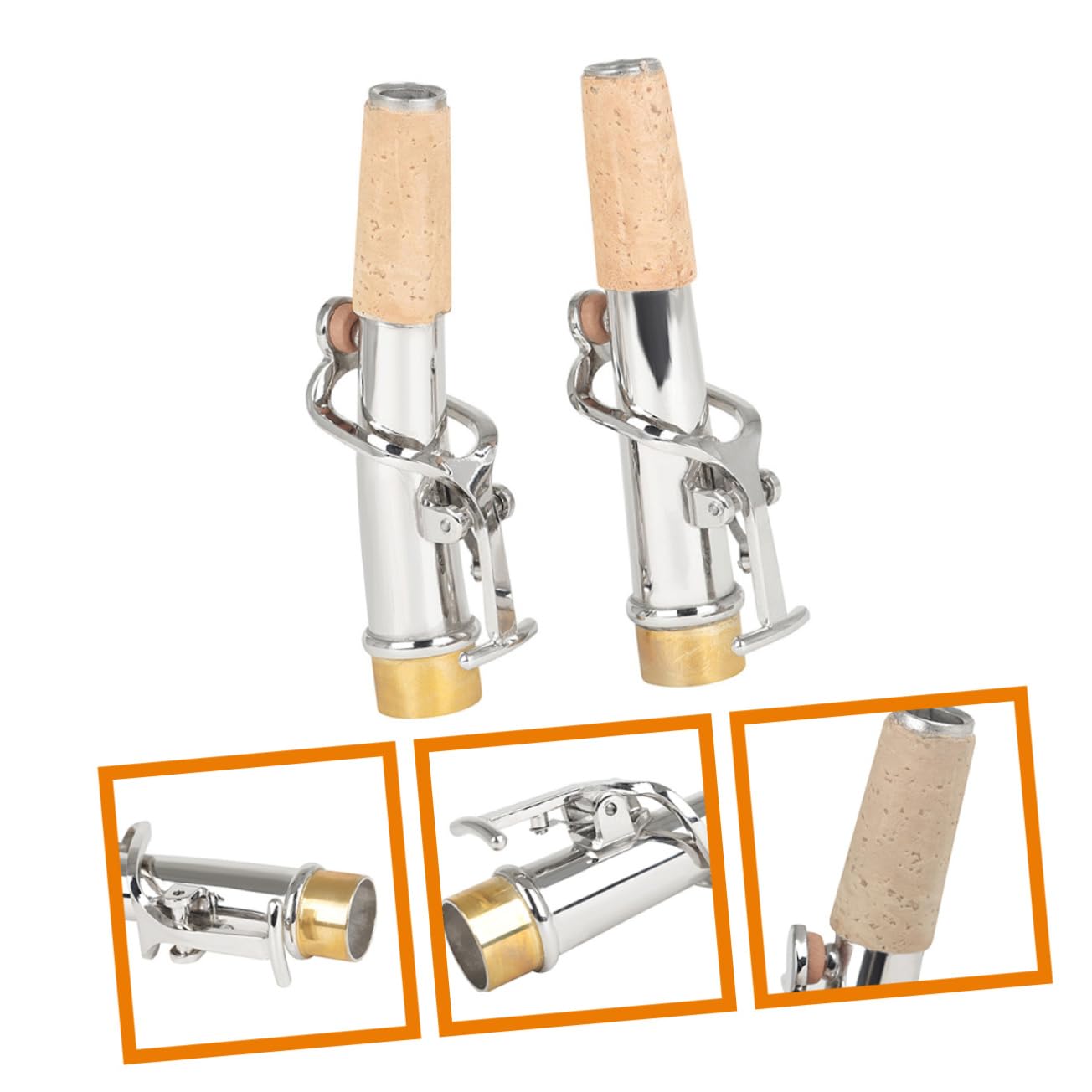Set Collo Dritto e Curvo per Sax Soprano 2 Pezzi Rame | Sughero Interno, Finitura Liscia, per Insegnanti e Studenti, Uso Musicale, Ricambio Accessorio