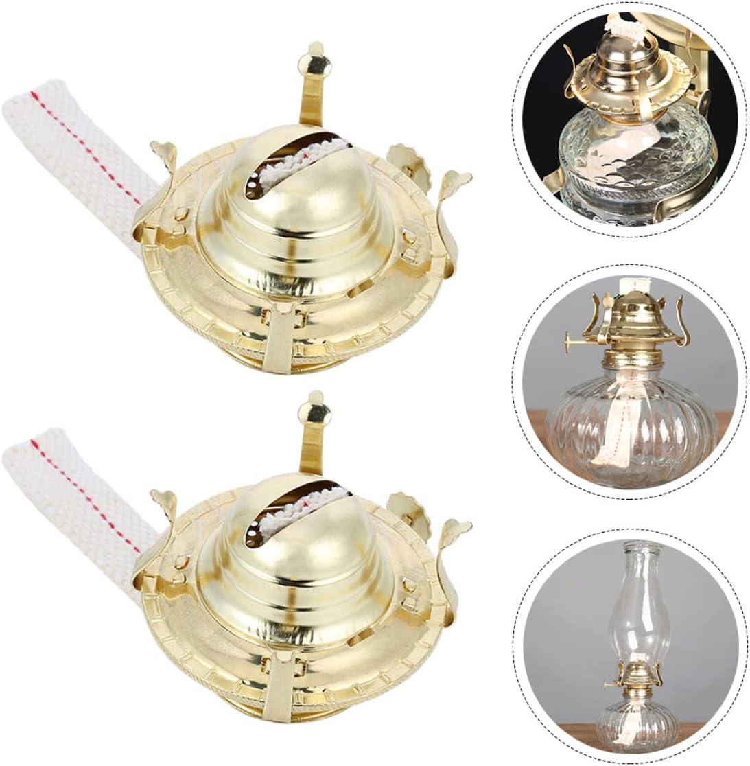 Uonlytech Metal Stand 3pcs Parts Retro with for Lamp Burners DIY Holder Golden Jar Burner Oil Kerosene Wick Chimney Antique Replacement Lamps Metal Brackets