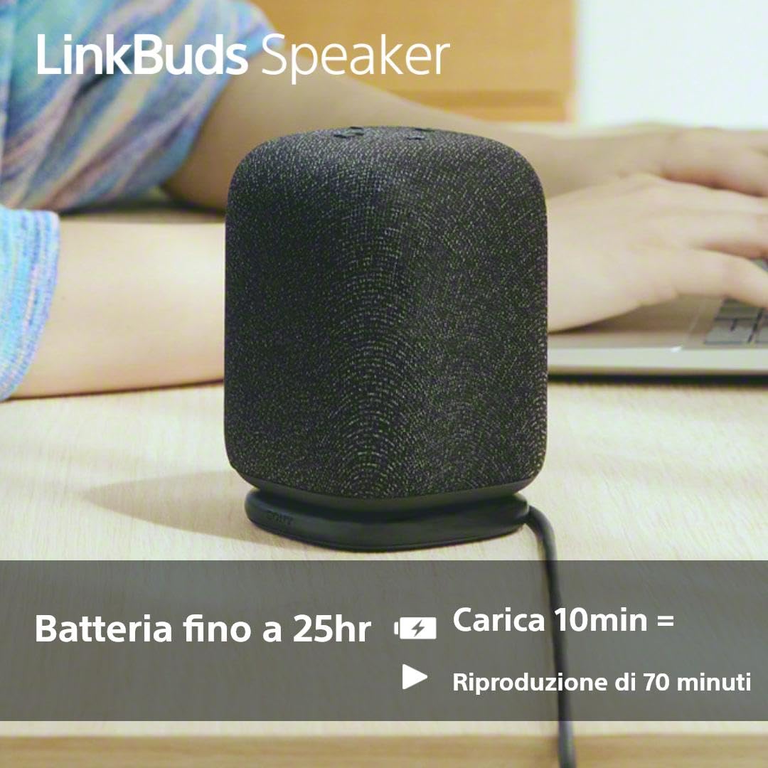 Sony LinkBuds Speaker – Altoparlante Portatile Wireless Bluetooth, IPX4, resistente all'acqua, batteria da 25 ore, qualità delle chiamate nitide, per esterni, da viaggio - Black