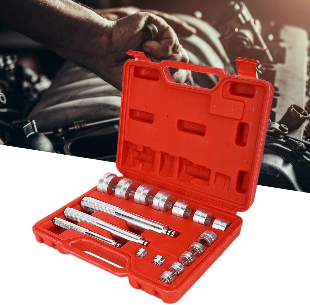 Kit de Prensa de rodamientos (17 Piezas), Herramienta para extraer bujes y Sellado de rodamientos de Rueda, Juego de rodamientos pequeños para Ruedas de Bicicleta, alternador y Lavadora.