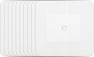 10 Pack, 4" x 4" Sterile Adhesive Border Dressing with Drain Split for PD Catheter, G-Tube, J-Tube, Suprapubic Catheter, and Surgical Site Management,Individually Packed (4"x4" 10Pcs)