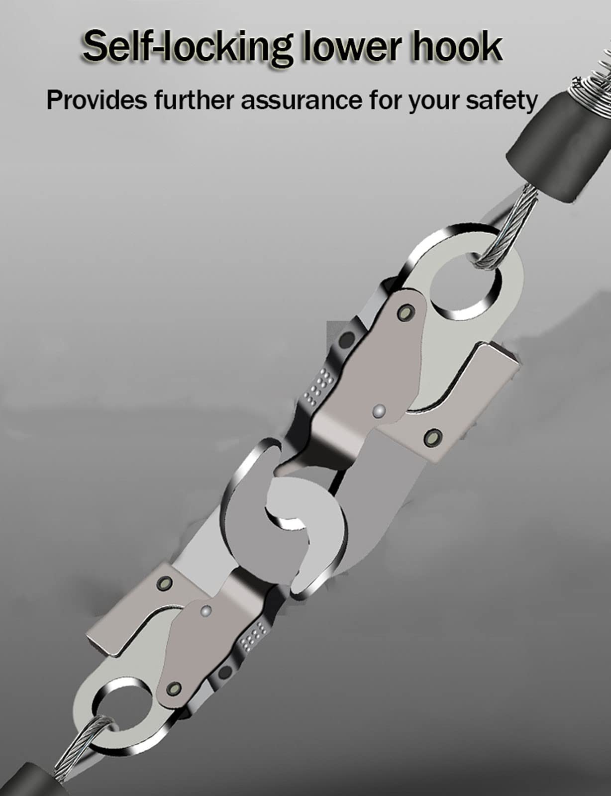 Arnes de Seguridad Anticaídas Retráctil Dispositivo Anticaídas Retráctil con Cuerda de Alambre de Grado Aeronáutico Dispositivo de Seguridad para Trabajando en las Alturas, 3-20m(Size:5m)