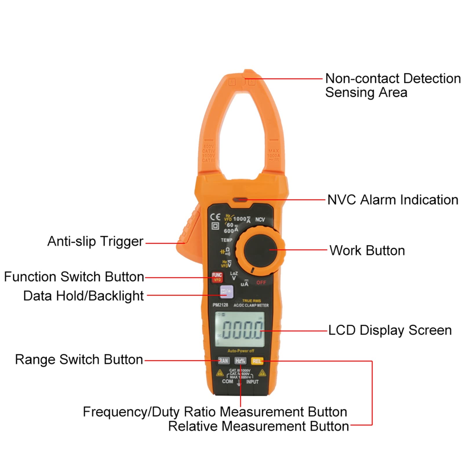 PEAKMETER PM2128 Handheld Digital Voltage Current Clamp Meter Capacitance Capacitance and Temperature to Versatile Functionality Various Applications