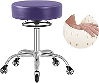 Vista 10 de Taburete rodante con ruedas, capacidad de peso de 400 libras, silla de pestañas resistente ajustable para tatuajes, laboratorio, masaje, spa, Negro