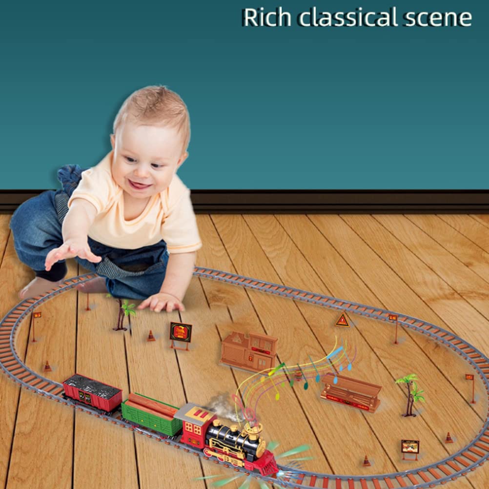 Juego de Tren Navideño con Faro y Humo, Juguete de Riel Eléctrico