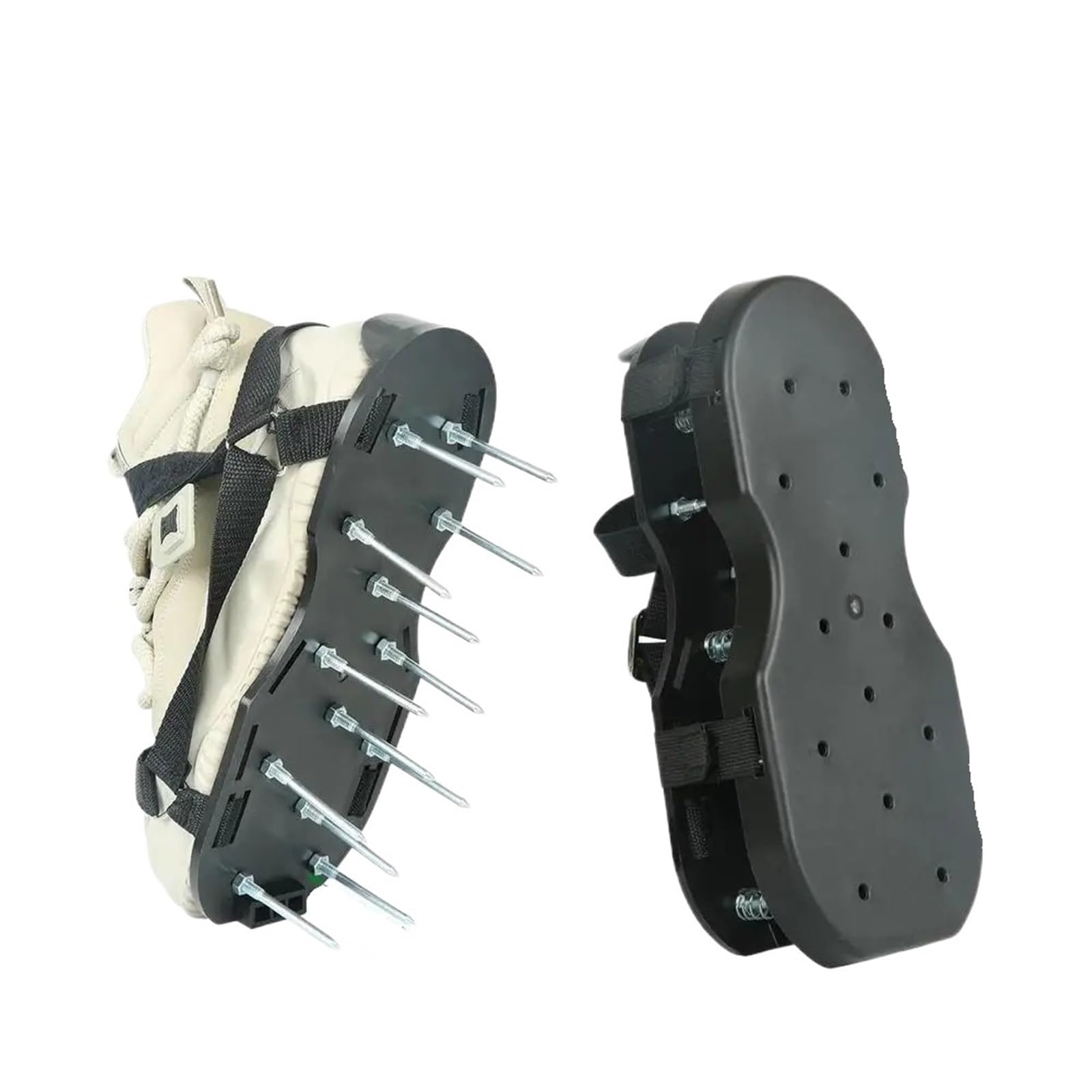 Rasenlüftungsschuhe Doppelschichtige Rasenbelüfterschuhe, Sandalen mit Spikes und verstellbarem Riemen, rutschfeste Gras-Spike-Schuhe for Belüften von Rasenböden