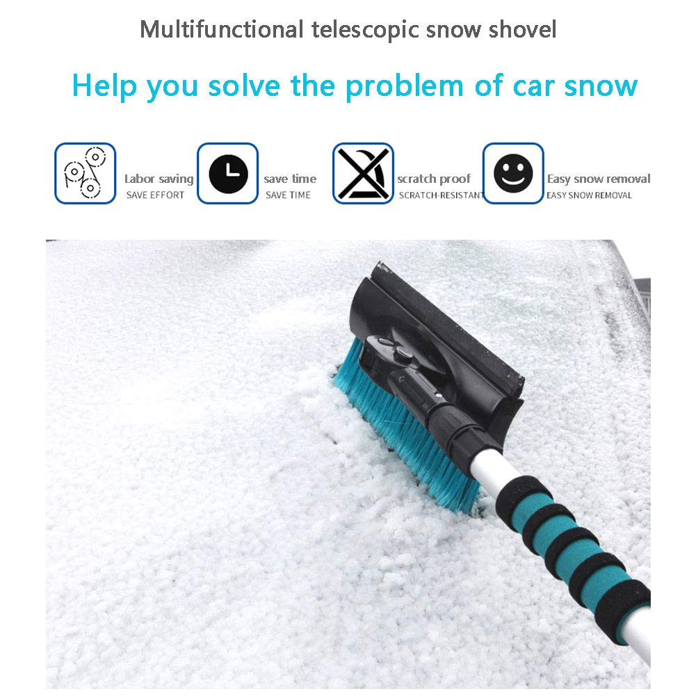 Spazzola da Neve con Tergipavimento e Raschietto per Ghiaccio, Strumento per la Rimozione del Ghiaccio del Gelo Della Neve, Spazzare Neve e Pala da Neve(62,5-91 Cm Liberamente Regolabile)